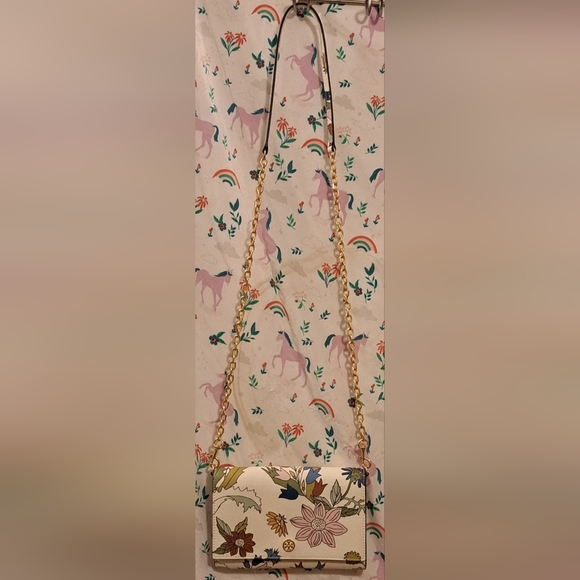 NWOT Tory Burch Robinson White Floral Saffiano Leather Boho Crossbody Purse Bag - Picture 9 of 16